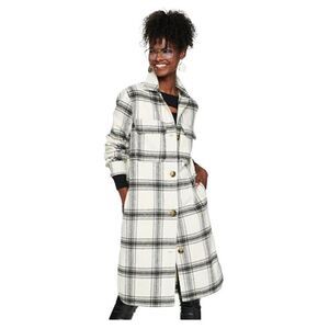 So midi length, black and white plaid shirt, jacket, size extra small